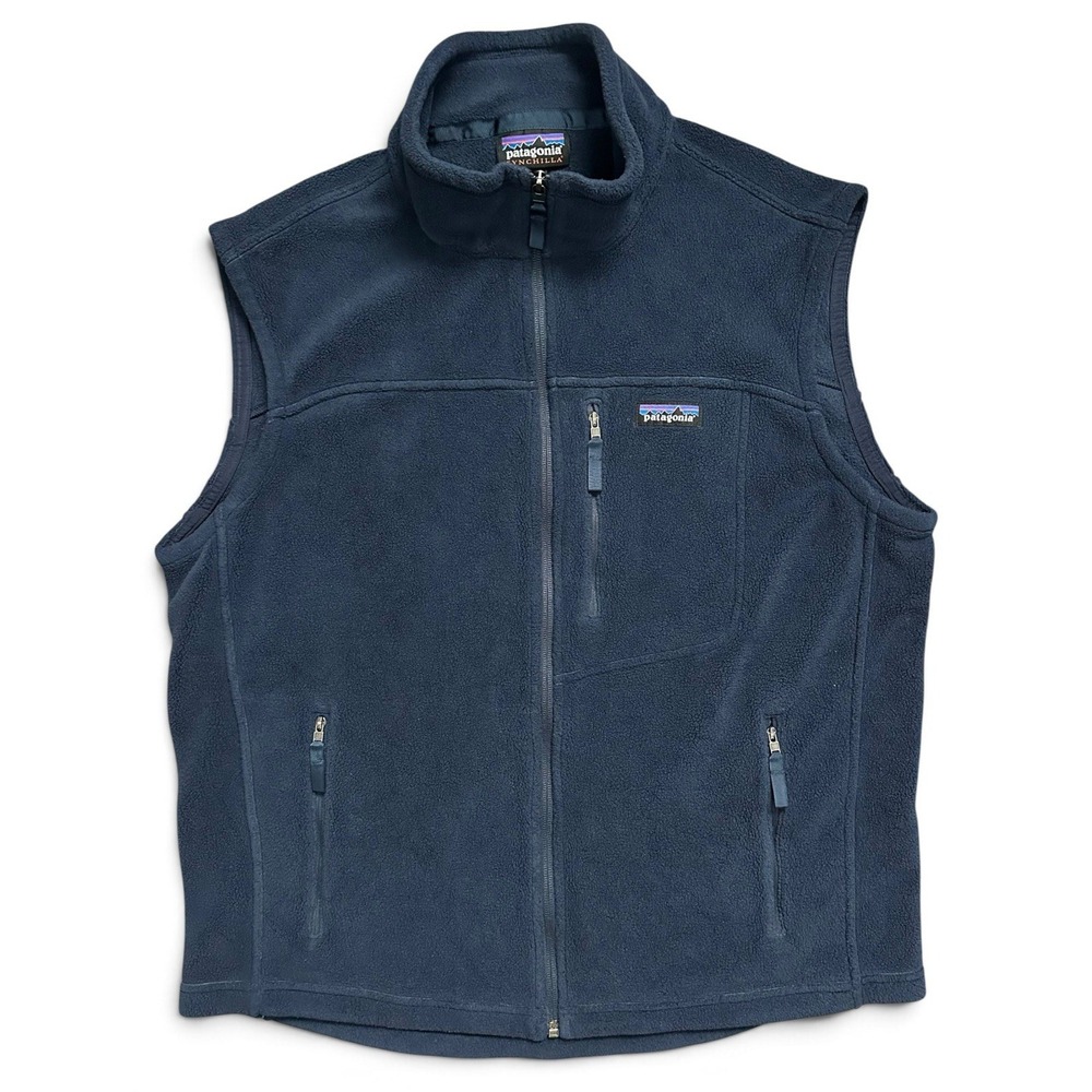 Patagonia Classic Synchilla Fleece Vest Navy Blue Full Zip Pocket Nena Men's L